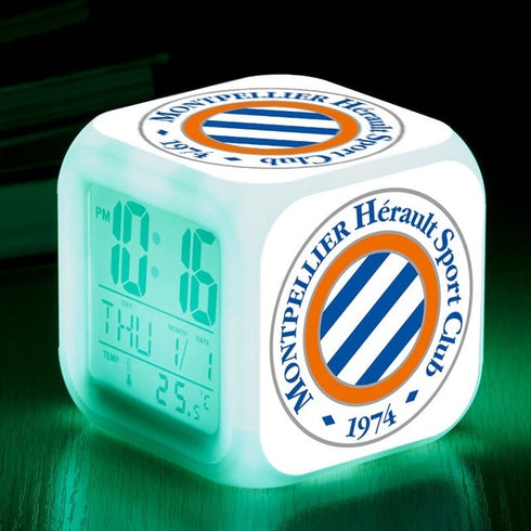 réveil alarme led football Montpellier cadeau foot enfant homme fan CLUB